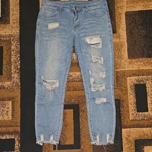 Trendy Distressed Light Blue Women's Jeans